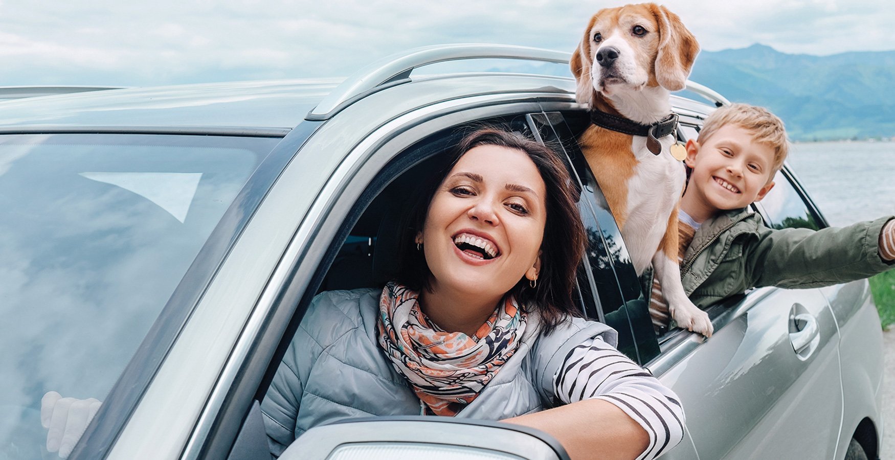 Family in car