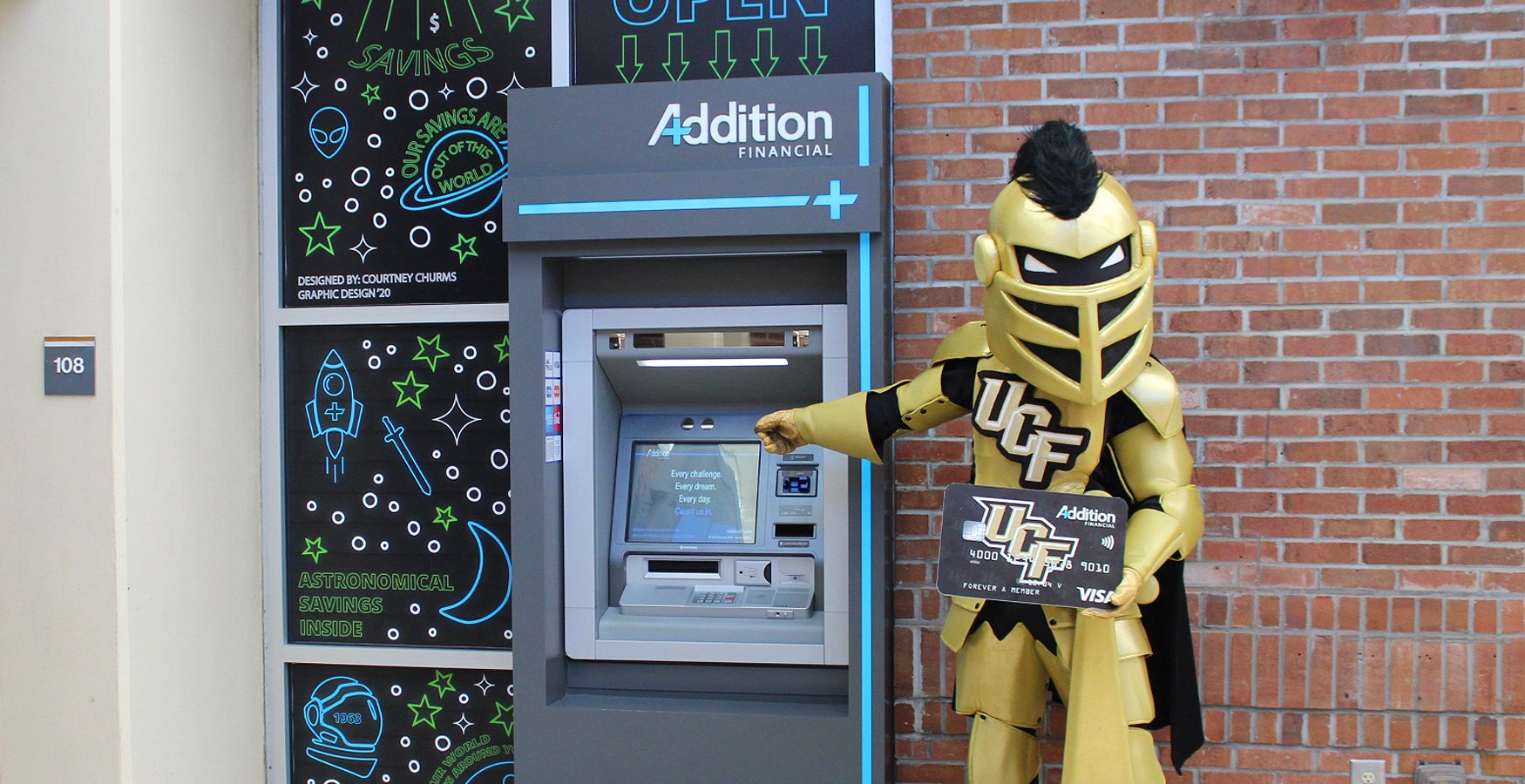 UCF Aspire Checking account Knightro with debit card