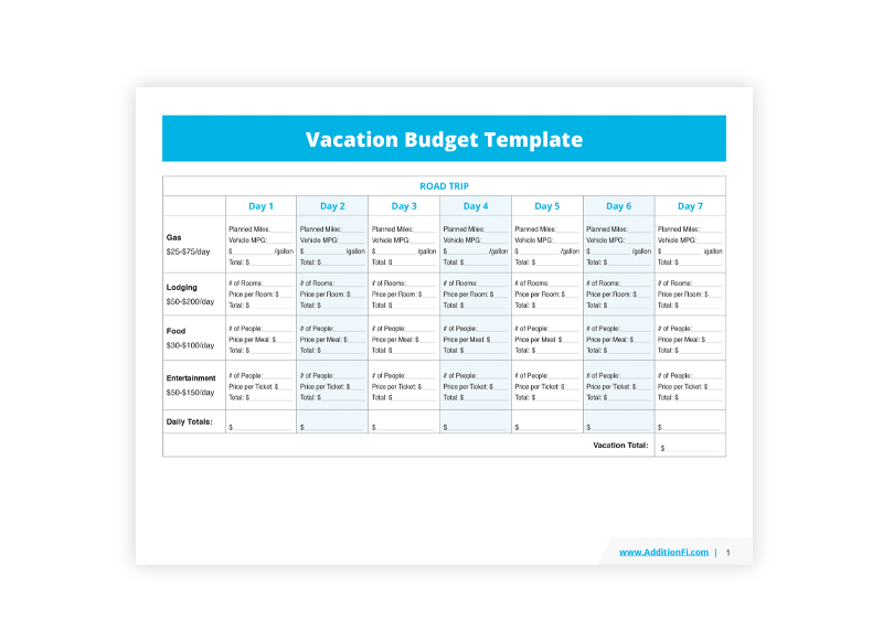 Vacation Budget Template