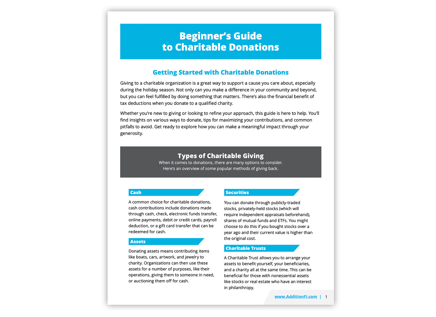 Beginner's Guide to Charitable Donations PDF preview. 