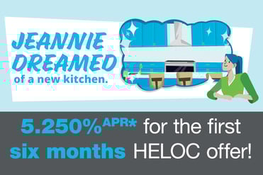 Jeannie Dreamed of a new kitchen. 5.250% APR for the first six months HELOC offer!
